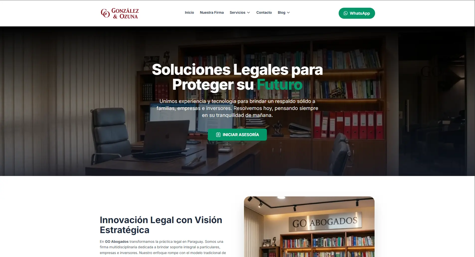 Sitio de González y Ozuna en escritorio